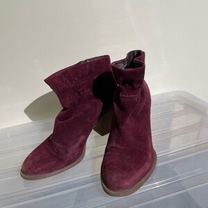 Burgundy leather heeled ankle boots